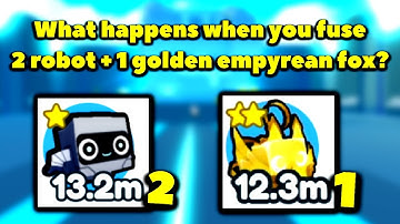 What happens when you fuse 2 robot and 1 golden empyrean fox? (Roblox Pet Simulator X - Steampunk)