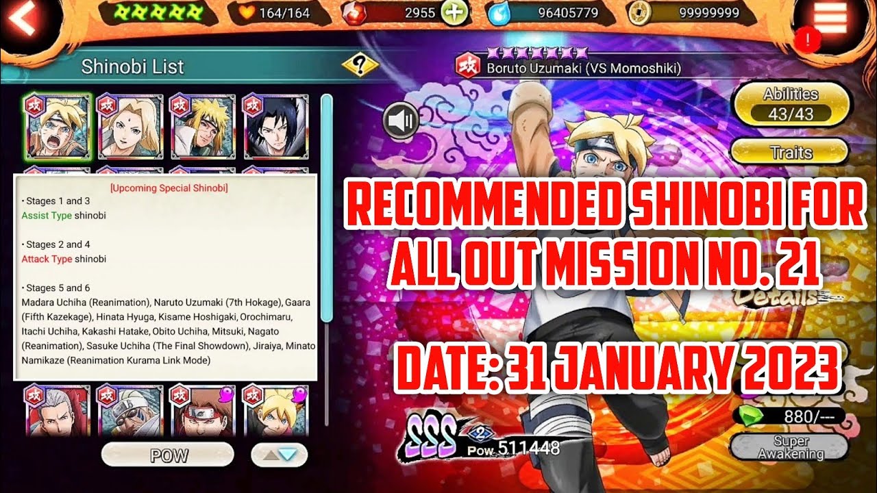 NxB NV: Recommended Shinobi For All Out Mission No. 21 | 31 January 2023.