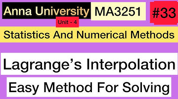 Statistics And Numerical Methods | #33 | Unit - 4 | Lagrange