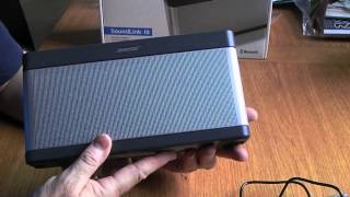 Bose Soundlink III Bluetooth Speaker, cover and charging dock