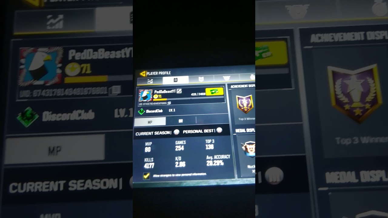 My cod mobile stats, level and achievements - 