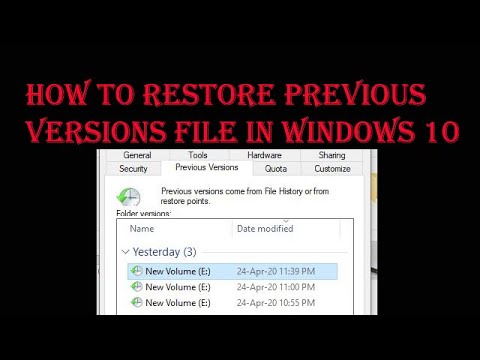 How to Restore Previous Versions File in Windows 10 | Tamil