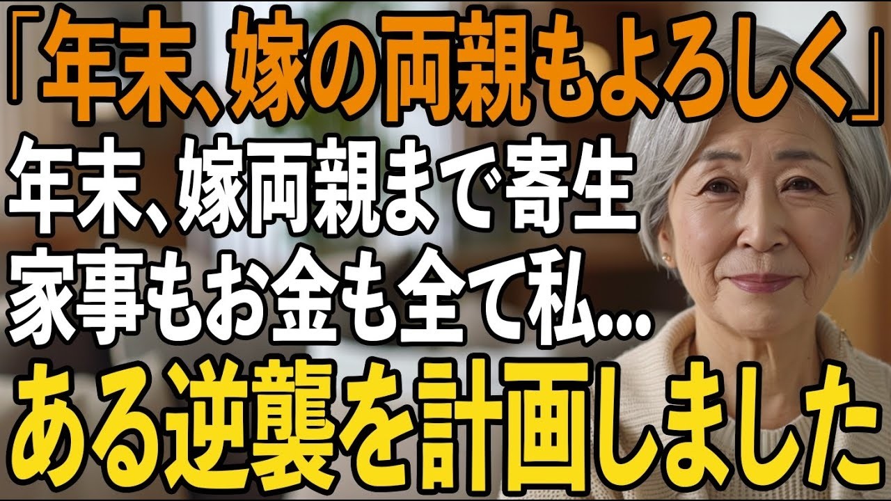 大晦日の朝、39度の熱で目が覚めた。倒れる直前、息子の声が聞こえた。「困るな、今日は特別な料理を作ってもらう予定だったのに。」心配の言葉は一つもなかった。私はただの家政婦だった。そして昨夜、息子夫婦の秘密の会話を聞いてしまった。「母さんを施設に入れて、金を管理すれば全部もらえる。そう長くないだろう。」68歳の母を、息子はもう死ぬものだと思っている。彼らが知らないのは、この家と全財産が私の名義...