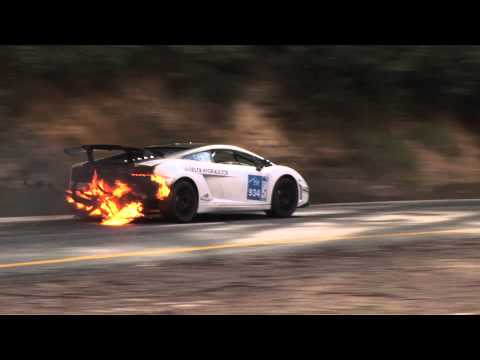Lamborghini Gallardo on fire at Targa High Country 2011