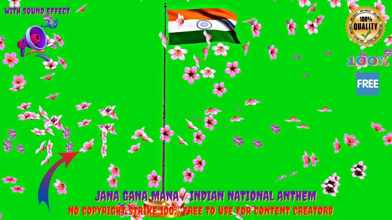 JANA GANA MANA Indian National Anthem Song & Flag🌸Animation With Waving Sound Effect🔊