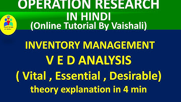 VED Analysis| Ved Analysis in Inventory Control in hindi | Operation Research- Part 8