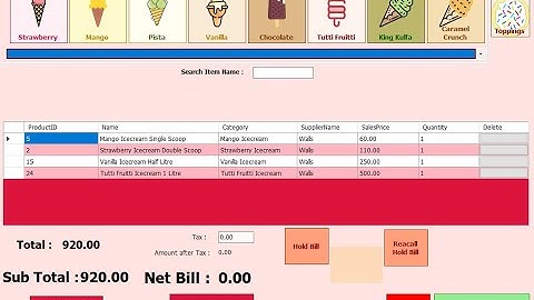 Ice-cream Point Of Sale Application | C# Project | Sql Server