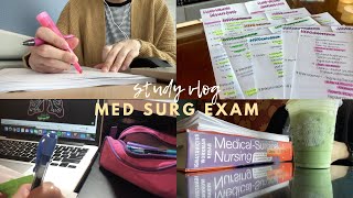 exam study vlog | first nursing school exam of the semester (med-surg)