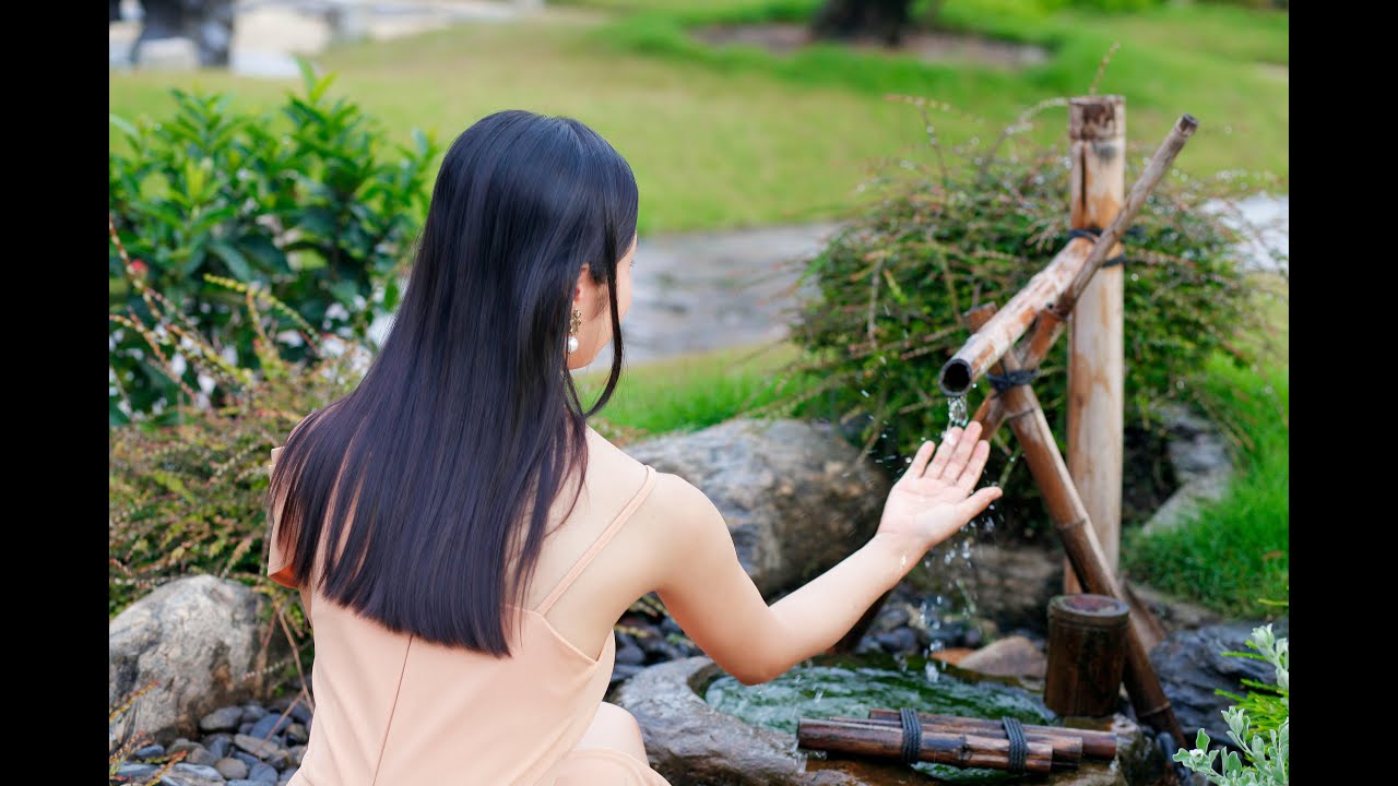 Gentle Refreshing Bamboo Fountain Brown Noise ASMR relaxing favorite 1 hour