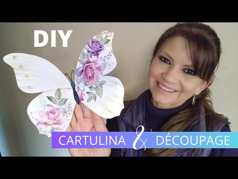 Como realizar Mariposas con CARTULINA COMÚN y la técnica de DÉCOUPAGE