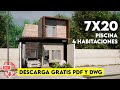 PLANO DE CASA DE 7 X 20 METROS CON PISCINA / HOUSE PLANS 7 X 20 METER WITH SWIMMING POOL