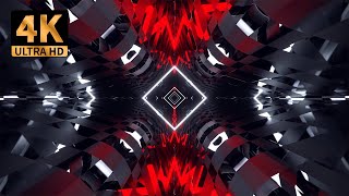 4K VJ LOOP Red and White Dimensional Tunnel with Neon and Mirror Pattern Background DJ Visuals Free