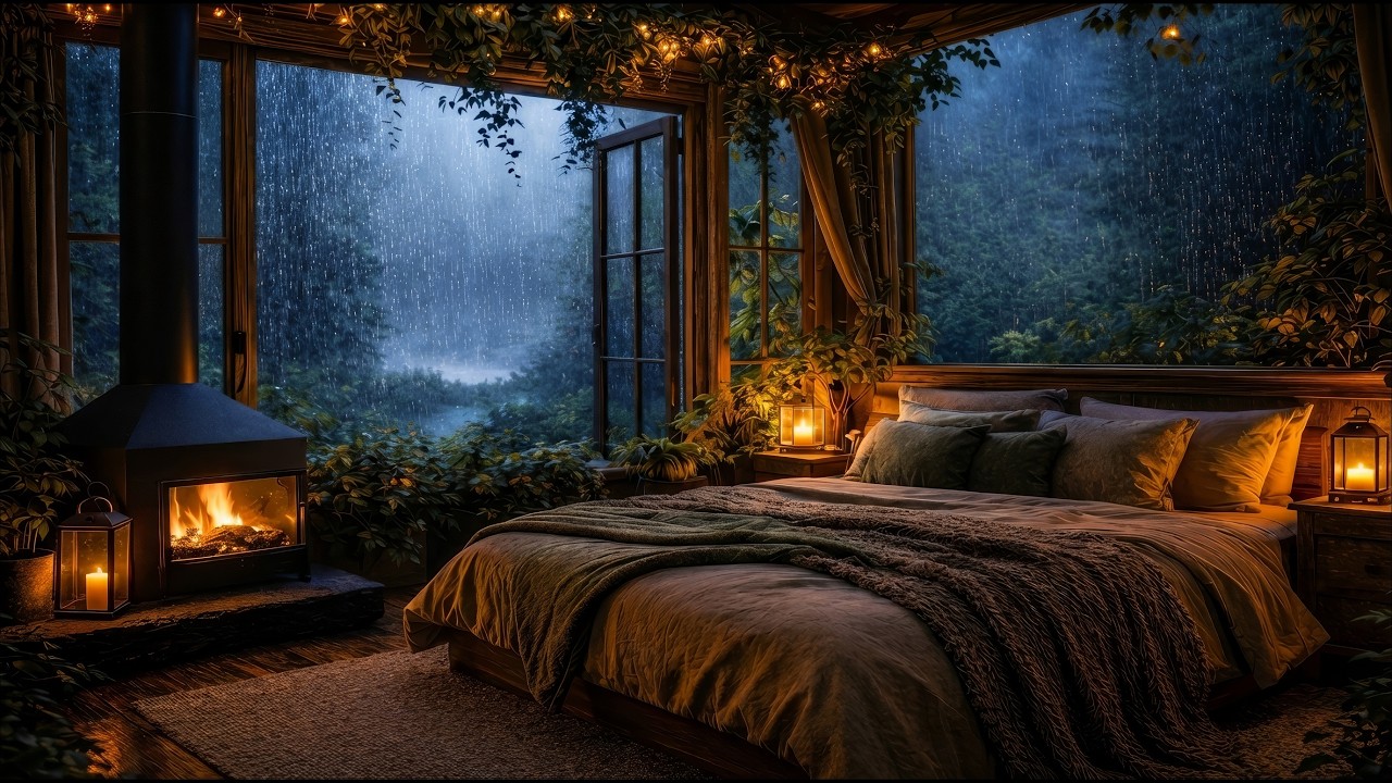 Rain & Fireplace for Deep Sleep 🌧️🔥 Cozy Bedroom Rain Ambience - YouTube