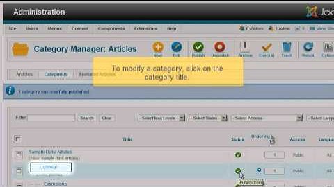 How to use the category manager in Joomla 2.5