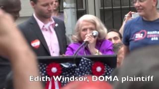 EDITH WINDSOR Speaks to Stonewall Inn Rally Crowd + Crowd Scenes 6.26.13