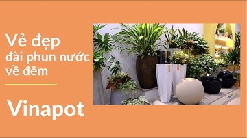 Vẻ đẹp đài phun nước phong thuỷ composite bề mặt đá nhà Vinapot về đêm