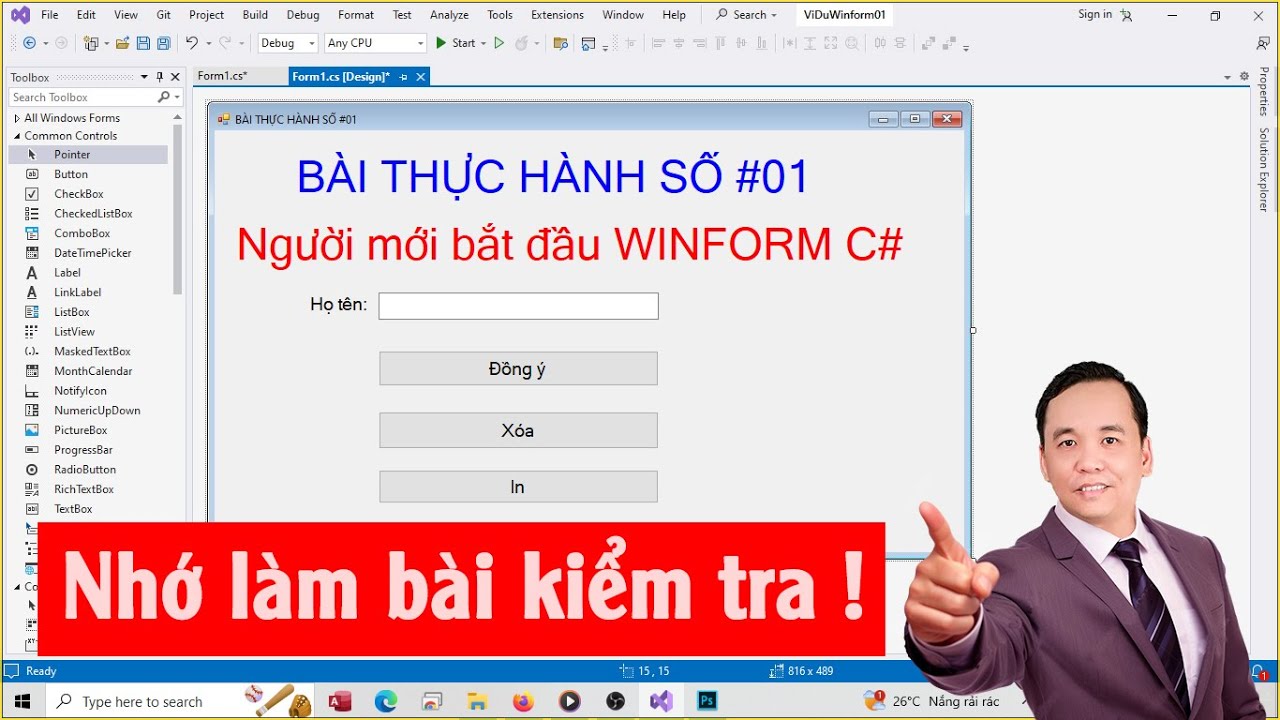 Winform Csharp - người mới bắt đầu học - Học CSharp cơ bản - YouTube