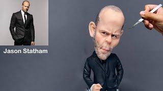 Sculpting Jason Statham With Polymer Clay Funny Cartoon Version Clay Art