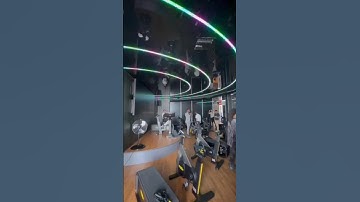 Stretch ceiling with print and integrated LED lights