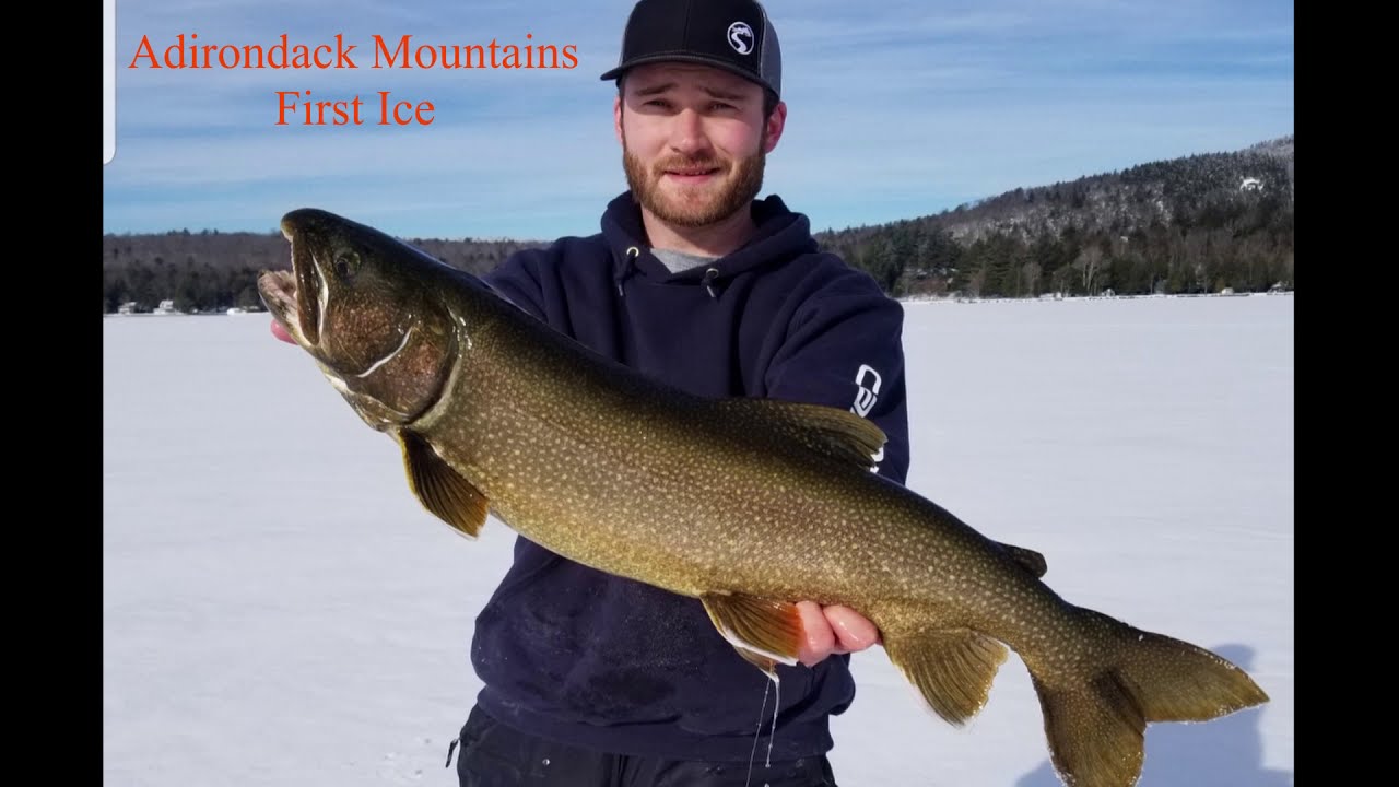 Ice Fishing  Adirondack Park First Ice  (Monster Lake Trout)