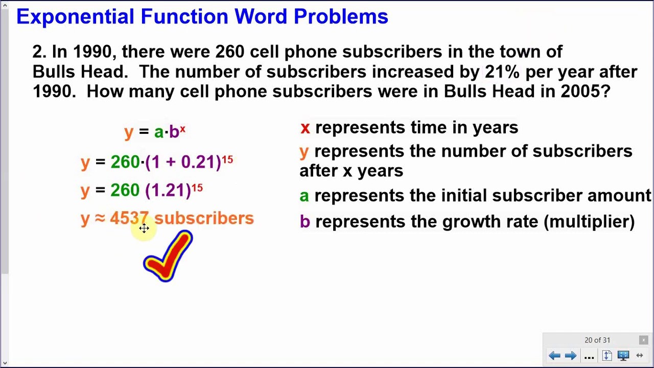 Exponential Function Word Problems YouTube