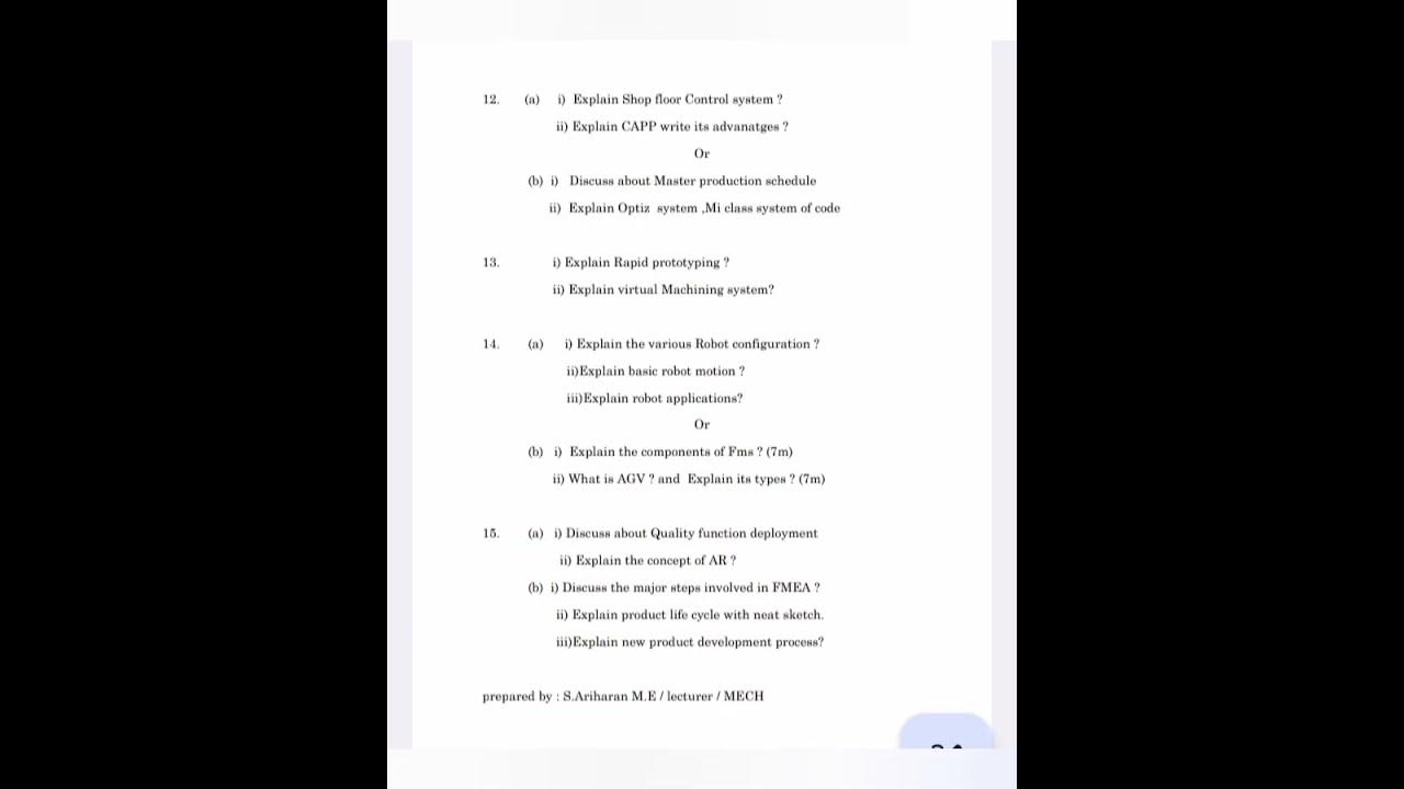 cim subject model question oct 2024 computer integrated manufacturing