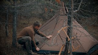 Solo Bushcraft Trip - testing the Tschum Lavvu tent with Poshehonka wood stove.