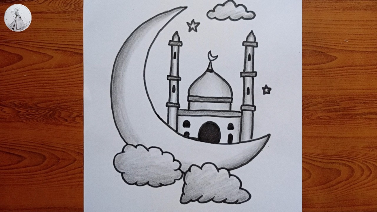 How to Draw Ramadan Kareem Drawing 🌙🕌 Easy Mosque Drawing Step by Step for Beginners