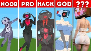 Skibidi Toilet ALL Characters Pixel Art : Noob vs Pro vs HACKER vs GOD vs ???\/ Building Challenge#9