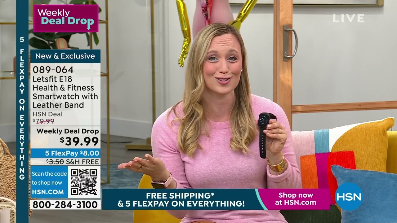 Letsfit E18 Rosetone Health   Fitness Smartwatch with Le...