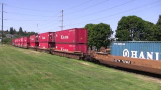 UP 7381 Leads A Stack Train @ Old Town Tacoma, WA w Canon HF11
