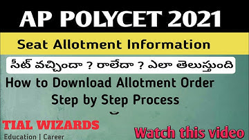 AP POLYCET 2021 Seat Allotment Results | How to Downloads AP POLYCET2021 Allotment Order in Telugu