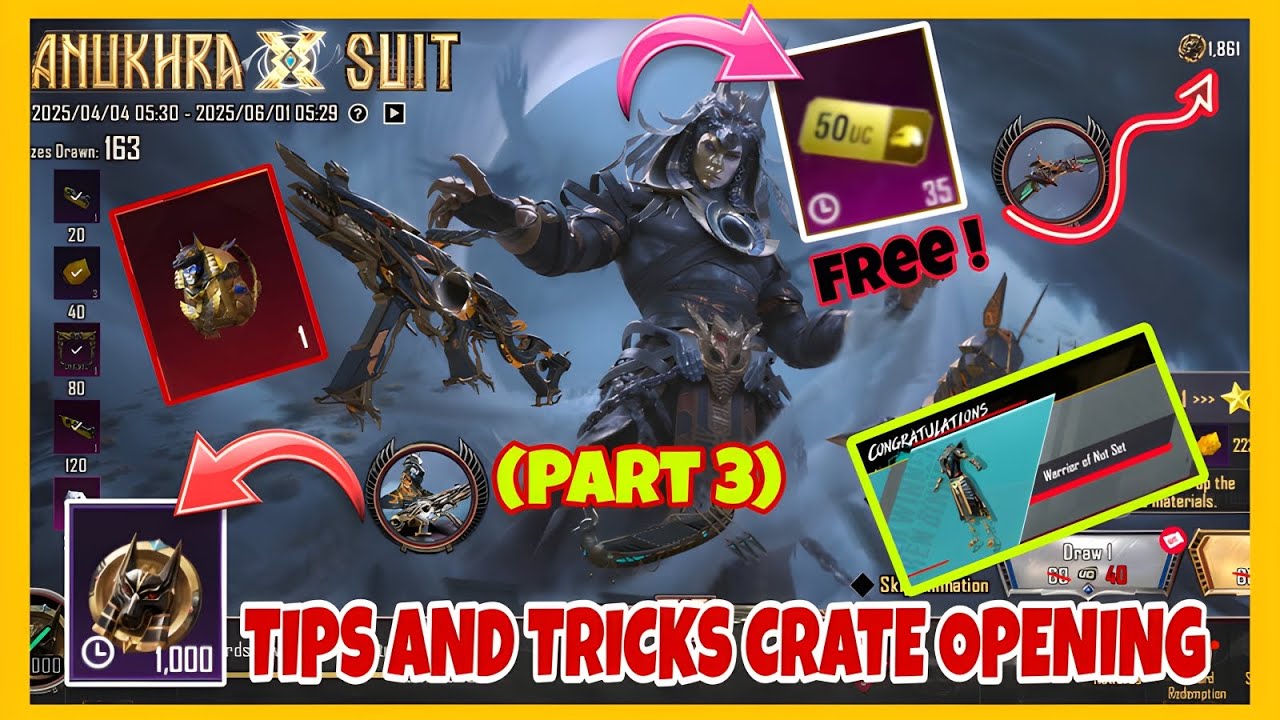 ✅ FREE ₹(35) 50UC KE VOUCHER | TIPS & TRICKS ANUKHRA X-SUIT CRATE OPENING 💥 | 10 UC LUCK 🤞 | @bgmi