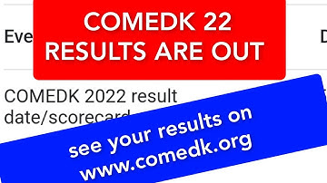 Comedk 22 Results are out|www.comedk.org|next is Merit list