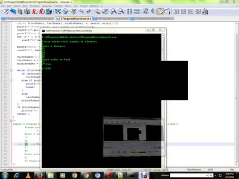 C PROGRAM TO FIND AN ELEMENT IN AN ARRAY USING BINARY SEARCH