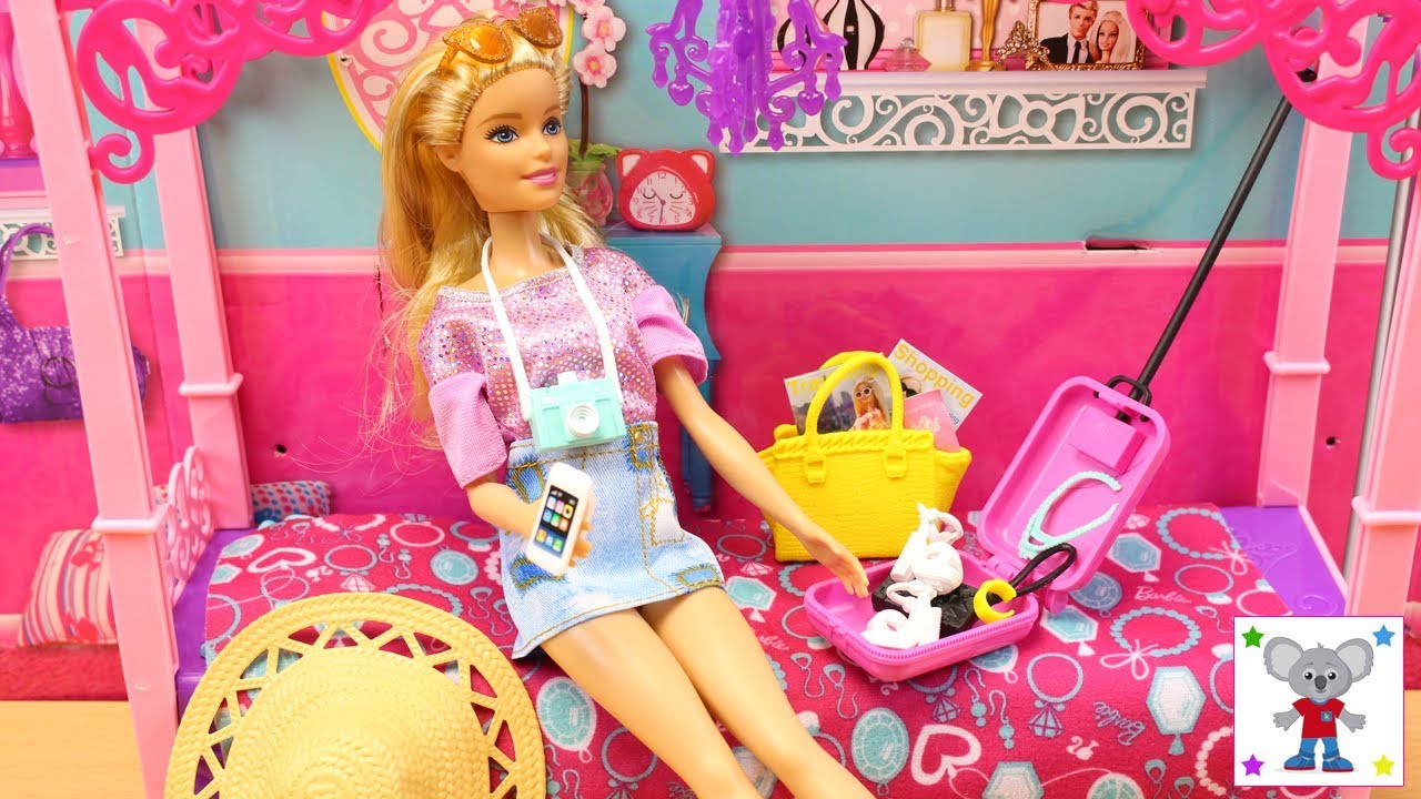 Barbie prepara las maletas para ir de viaje | Rutina de la Mañana de Elsa Frozen y Barbie en español - YouTube