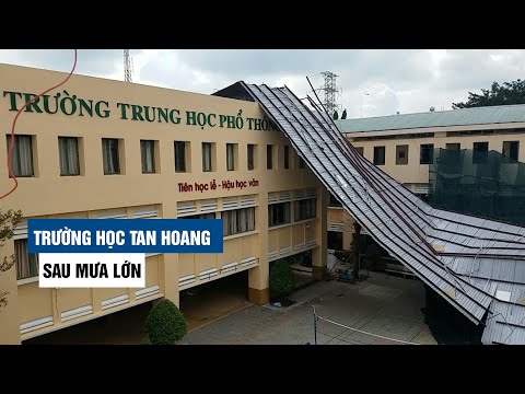 Video Mưa lớn, gió lốc phá tan hoang Trường Trung học phổ... - youtube