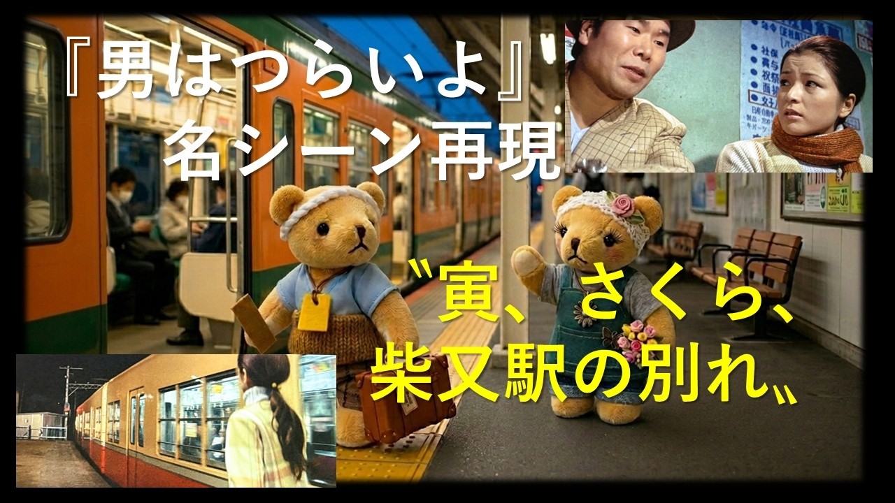 男はつらいよ」名シーン再現。寅、さくら、柴又駅の別れ。#映画 #男は 