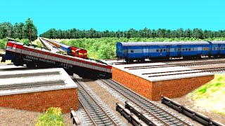 indian railway train simulator/ bumpy tracks back to back crossing