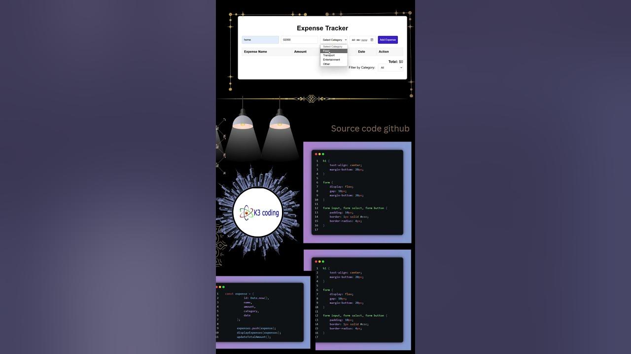 Expense Tracker Web App | Full Project with HTML, CSS & JavaScript ...