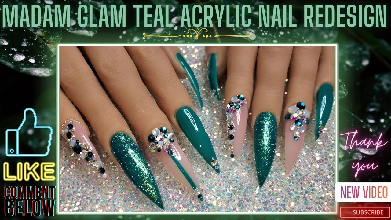 3. Teal Acrylic Nail Tips - wide 1