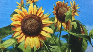 How to paint realistic sunflowers - flower painting tutuorial