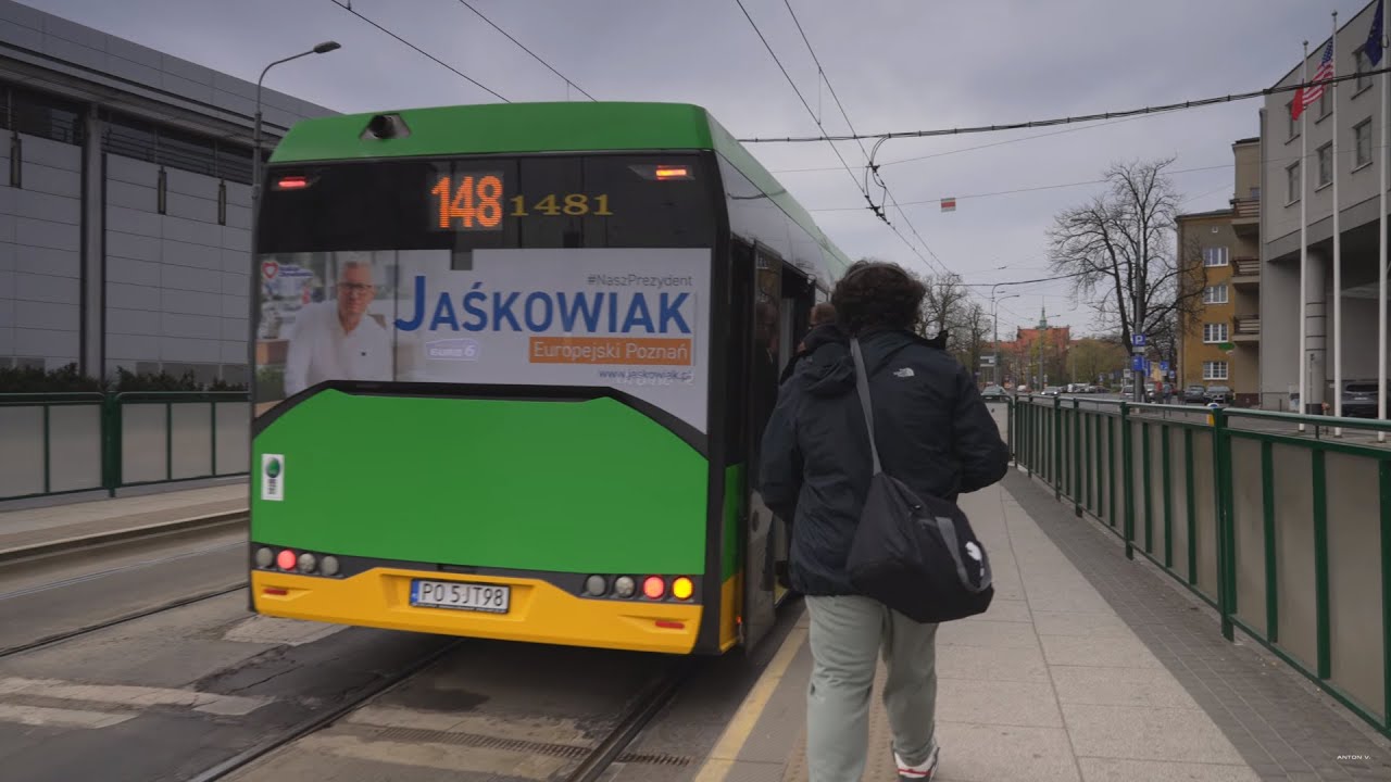 Poland, Poznań, bus 148 ride from to Bałtyk