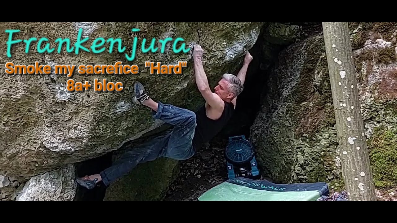 Smoke of my sacrefice "hard "8a+ bloc, Frankenjura bouldering, Germany.