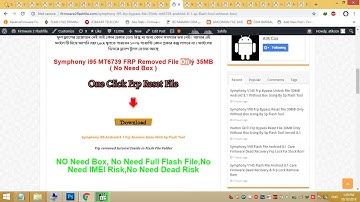 Symphony i95 Frp Unlock File 30MB Only Bypass With Sp Flash Tool Tested