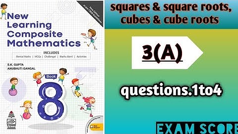 Squares and Square Roots class-8 New learning Composite Mathematics  || Exercise-2.A|| #skgupta