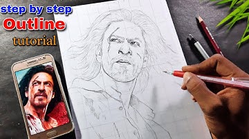 Pathaan Shah Rukh Khan Drawing 🔥 | Pathaan Drawing | Outline tutorial ( grid method )