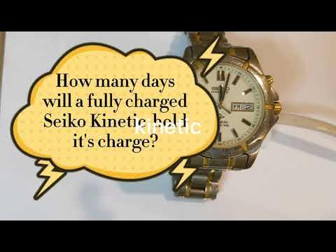 How many days will a fully charged Seiko Kinetic watch hold it's charge?  Timelapse. - YouTube