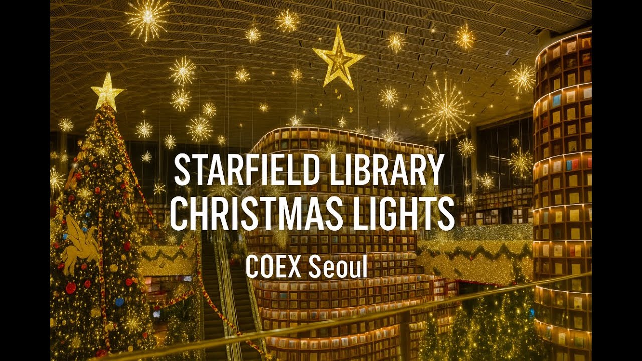 Starfield Library Christmas Lights | COEX Seoul 4K | 별마당도서관
