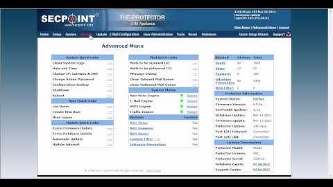 Protector UTM Appliance Advanced Menu